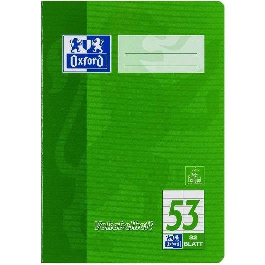Oxford Vokabelheft A5, 32 Blatt, 2 Spalten, liniert, Optik Paper®