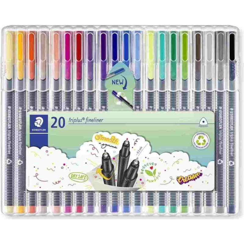 STAEDTLER Fineliner triplus 334, 20er Set, 0,3 mm, sortiert