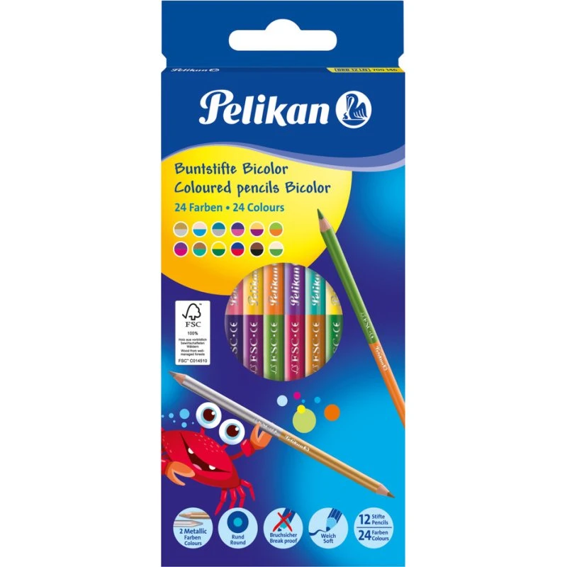 Pelikan Bicolor Zweifarb-Buntstifte, 12er Set, rund