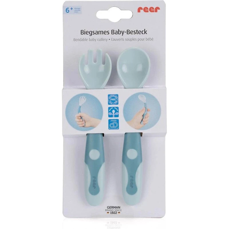 Reer Lernbesteck 360° Flexibel – Löffel & Gabel für Babys