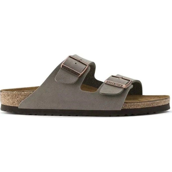 Birkenstock Arizona Sandalen Birko-Flor Nubuk Grau Schmale Weite