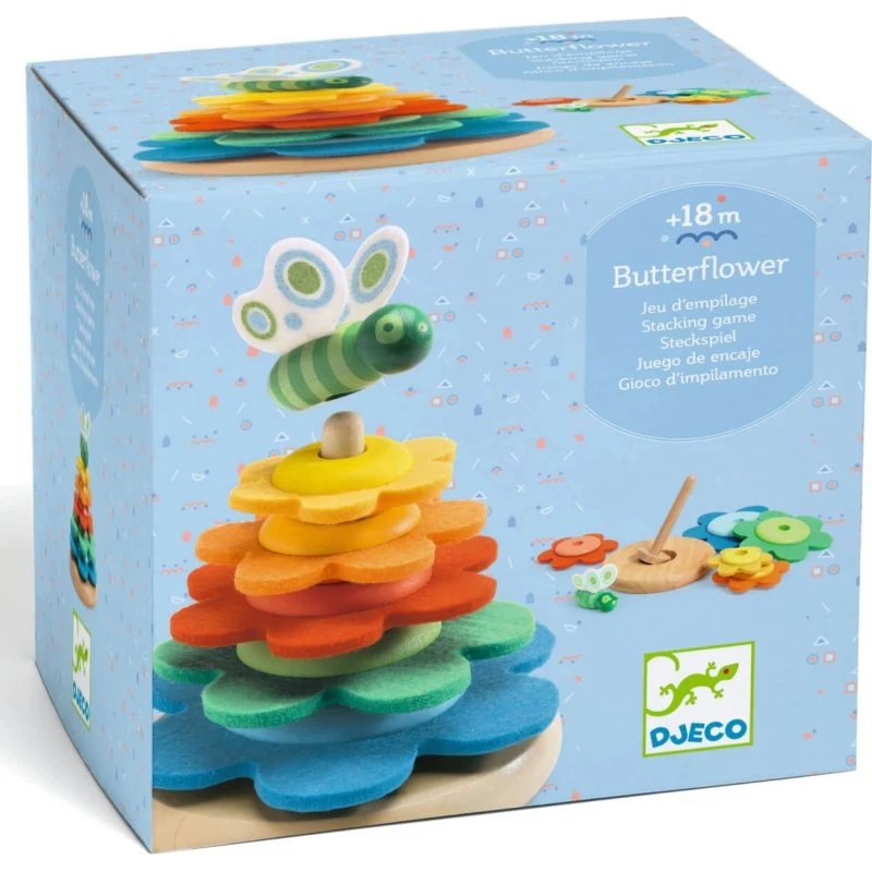 Djeco Montessori Stapelturm Blumen und Schmetterling