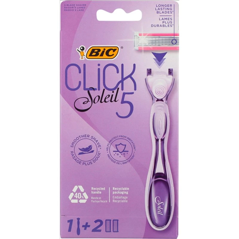 BIC Click Soleil 5 Damenrasierer Set (Griff + 2 Klingen)