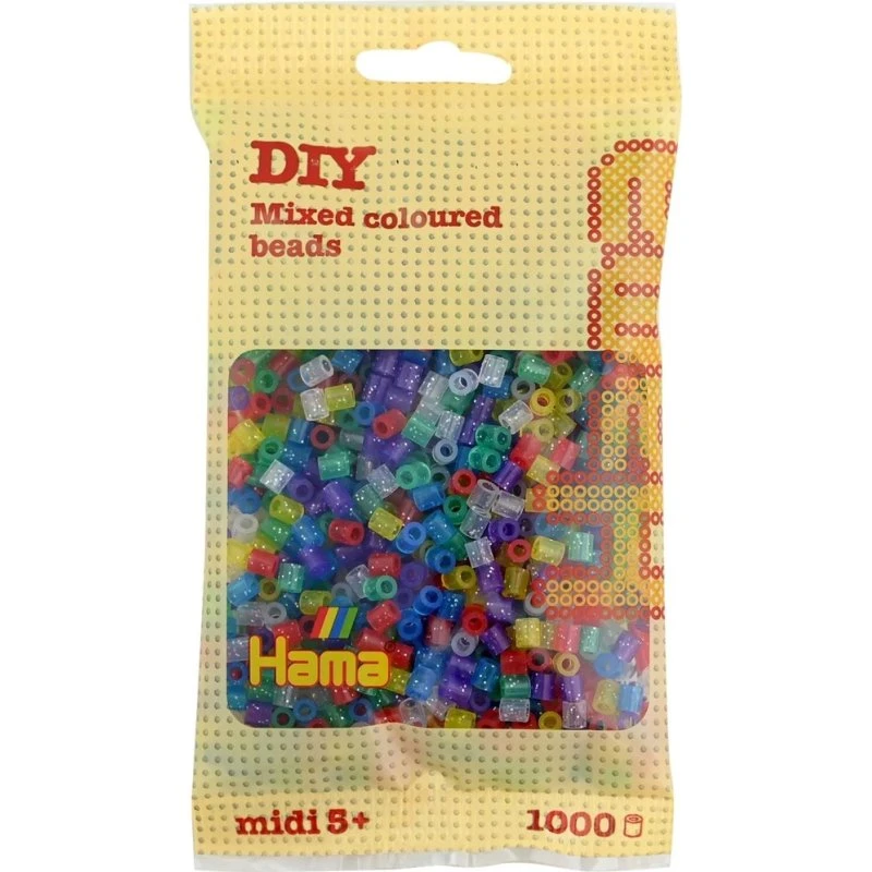Hama Bügelperlen midi Glittermix, 1000 Stück im Beutel