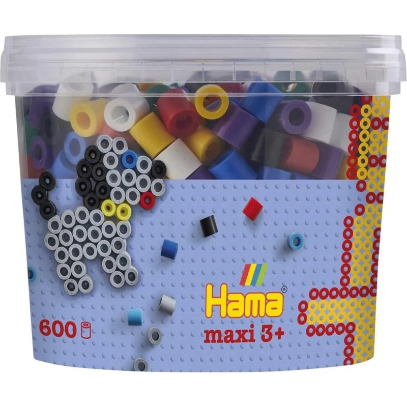 Hama Bügelperlen Maxi Volltonmix in Dose, 600 Stück