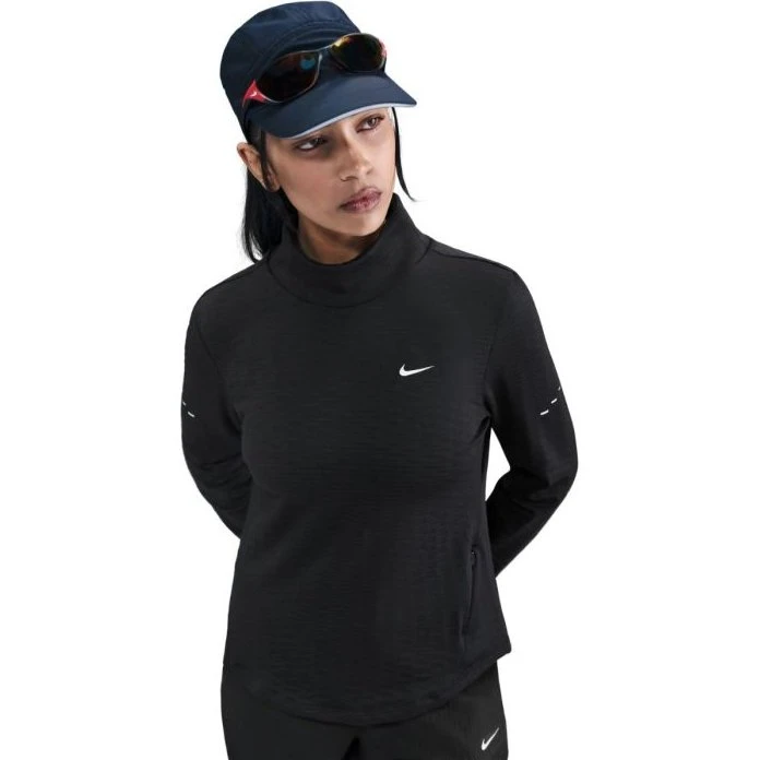 Nike Swift Therma-FIT Damen Laufoberteil mit Rollkragen, Schwarz, L