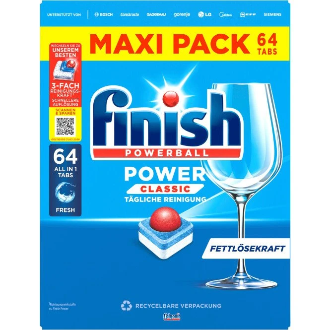 FINISH Spülmaschinentabs Power Classic Fresh, 64 Stück