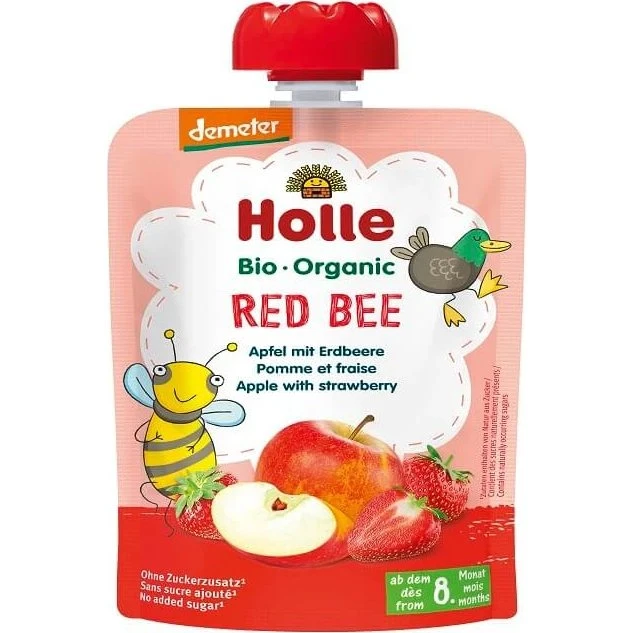 Holle Bio-Fruchtpüree Apfel & Erdbeere, 100g, Demeter