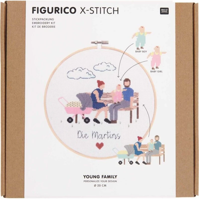 Rico Design Figurico Stickpackung Young Family 20cm