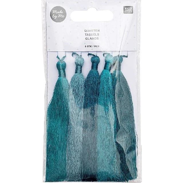 Rico Design Quasten fein 9cm Seeblau (5 Stück)