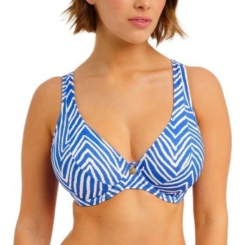 Freya Fiji Falls High Apex Bikini Top Weiß/Blau F 80