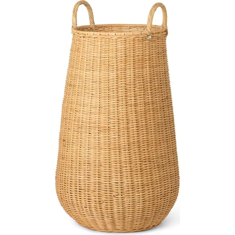 Ferm Living Wäschekorb Braided Rattan Natur Ø 42 x H 80 cm