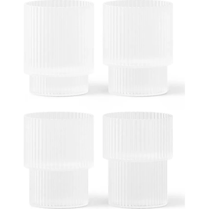 Ferm Living Ripple Glas Set, 4er-Pack, weiß mattiert