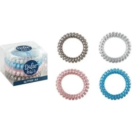 DALEE Haarspirale Glitter Set - 4er Pack Glitzer-Haargummis