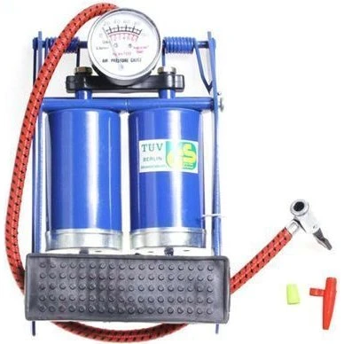 OMAC Fußpumpe mit Manometer Doppelzylinder