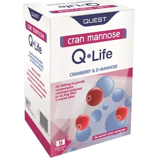 Q-Life Cran Mannose: D-Mannose & Cranberry 15 x 3g Beutel