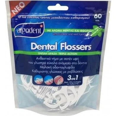 ALGODENT Zahnseide mit Minze & Fluorid, 60 Stück