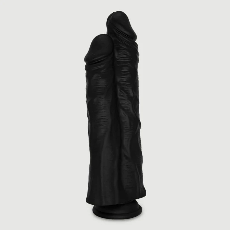 Sexopolis Atlas 26,5 cm Doppel-Dildo aus Silikon mit Saugnapf - Schwarz