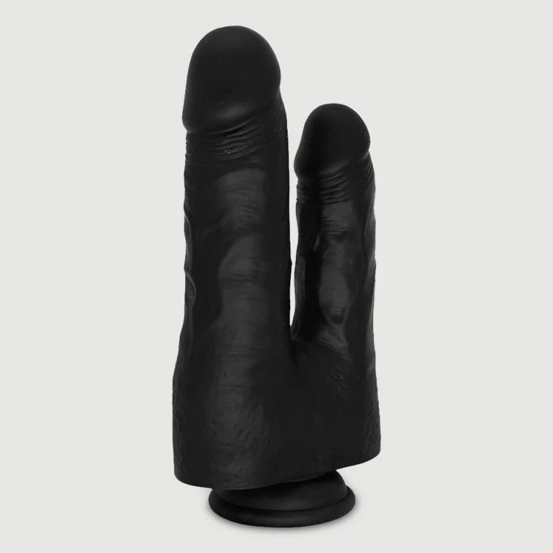 Sexopolis Eric 22 cm Doppel-Dildo aus Silikon mit Saugnapf - Schwarz