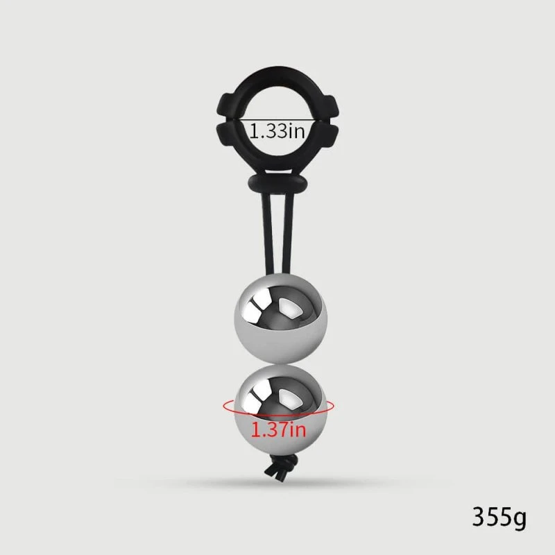 Sexopolis Silikon Cock Ring mit 2 Kugeln - Schwarz, 355g