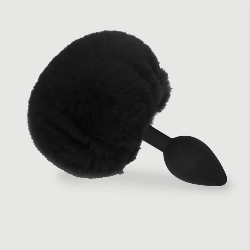 Sexopolis Großer Bunny Tail Butt Plug aus Silikon - Schwarz