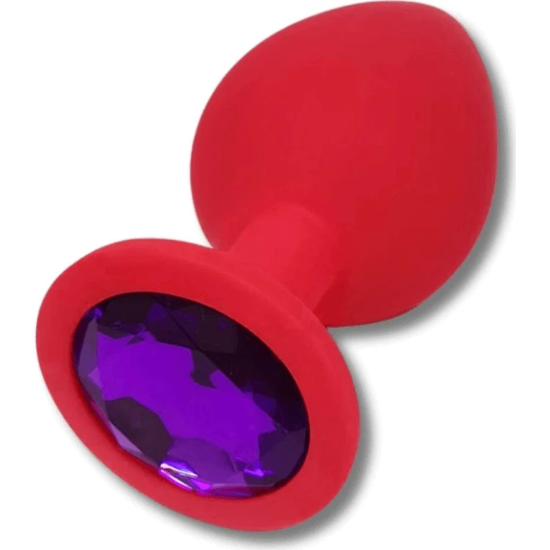 Sexopolis Anal Collection Silikon Butt Plug mit Schmuckstein - Rot/Lila