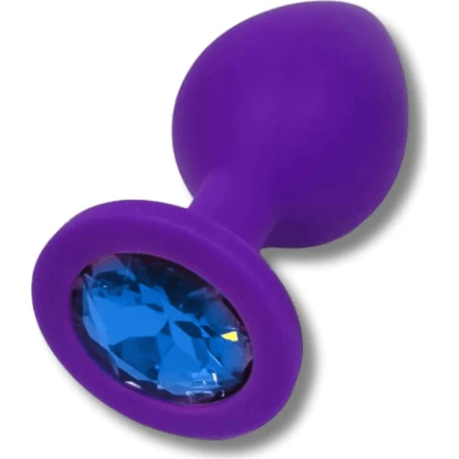 Anal Collection Silikon-Buttplug Medium mit Schmuckstein - Lila/Hellblau