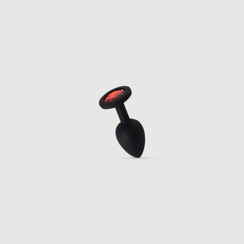Anal Collection Silikon Small Butt Plug mit Schmuckstein - Schwarz/Rot