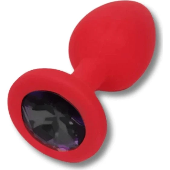 Anal Collection Silikon Small Butt Plug mit Schmuckstein - Pink/Schwarz