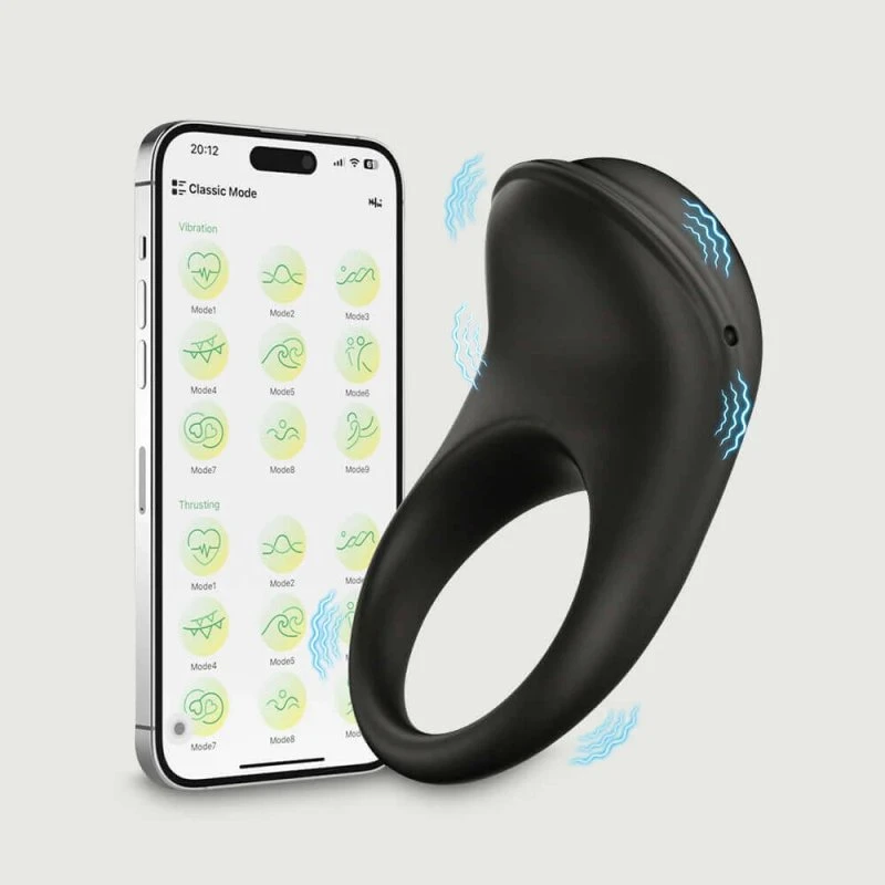 Sexopolis Dolphin App-gesteuerter Silikon Cock Ring - Schwarz