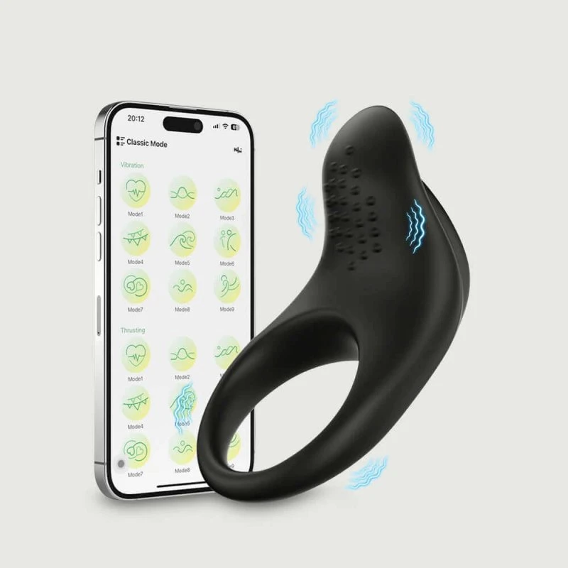 Sexopolis Dolphin App-gesteuerter Silikon Cockring - Schwarz