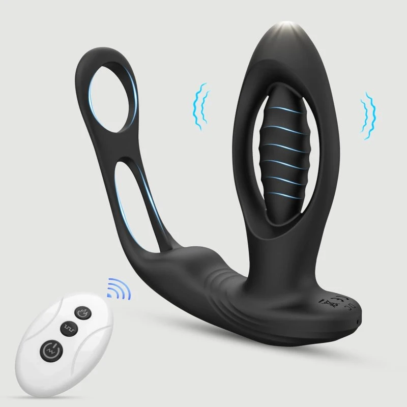 Prostata Tickler Silikon-Prostata-Vibrator, ferngesteuert, Schwarz