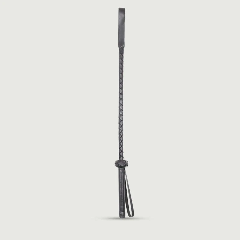 Lederschere mit geflochtenem Stiel und geteilter Spitze, 45 cm, Schwarz