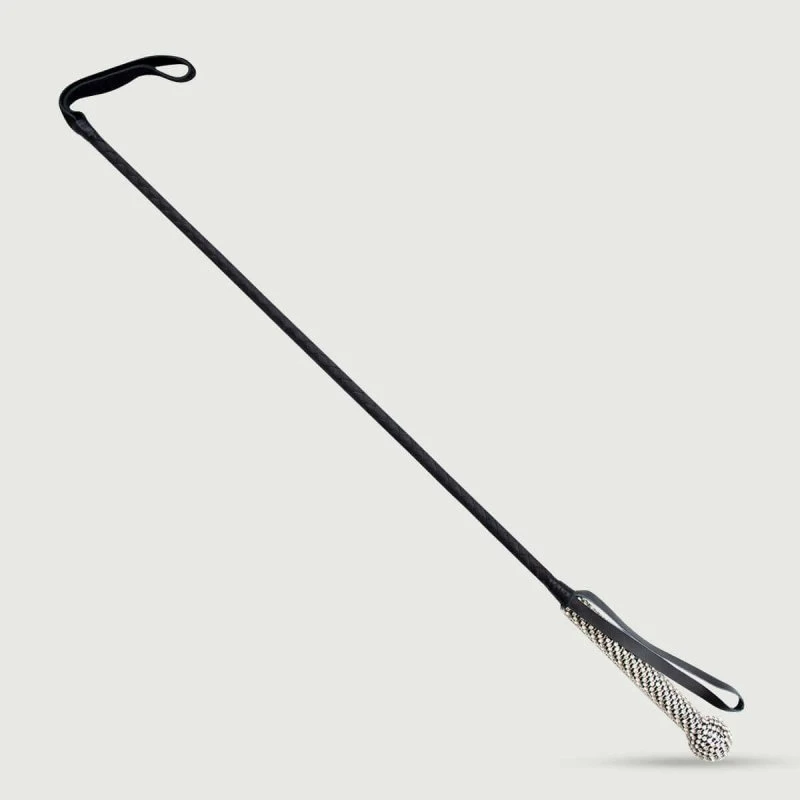 Lederschlaufe mit Strassgriff 73 cm - Schwarz