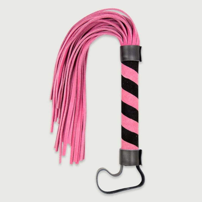 Zebra Style Flogger mit Ledersträngen - Pink