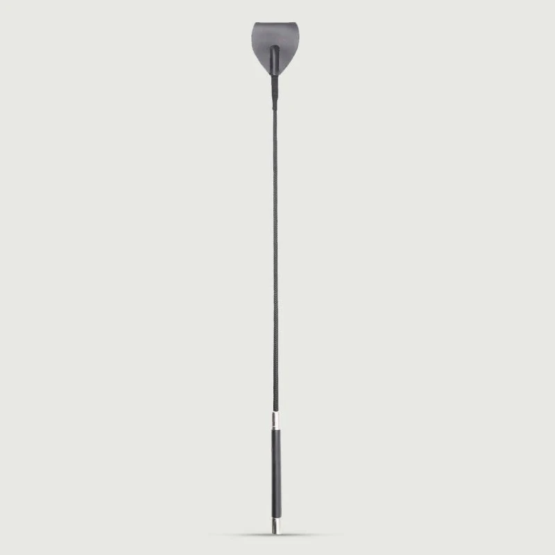 Leder-Reitgerte mit breiter Spitze, 71 cm - Schwarz