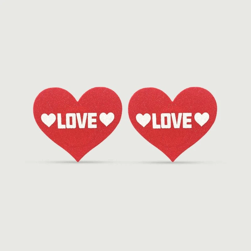 Glitter Heart Shaped Nipple Cover - Rot