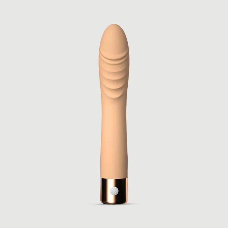 Bendy Realistic Ribbed Liquid Silicone Vibrator - Braun