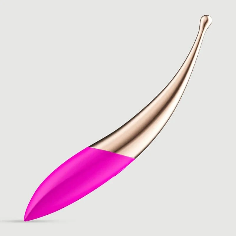 Eleganter Klitoris-Vibrator mit gebogener Spitze - Rosa/Gold