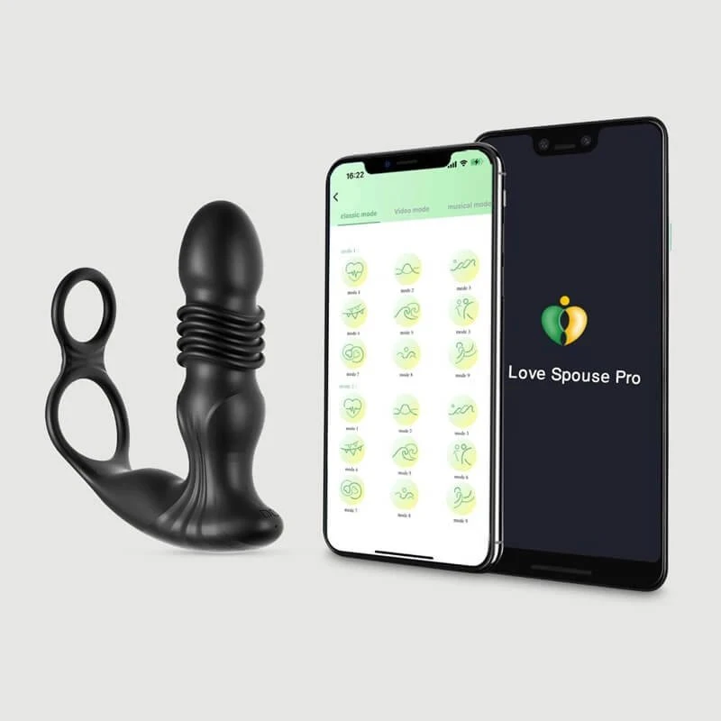 Power Thruster Wave App-gesteuerter Prostata-Vibrator mit Cock Ring