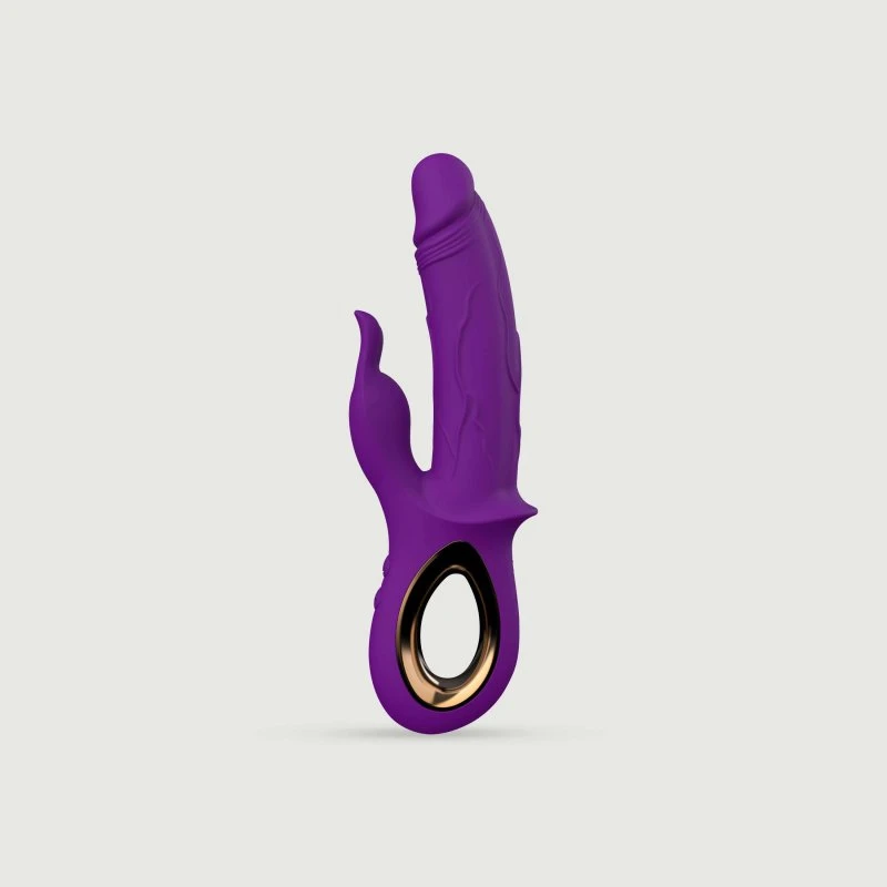 Sexopolis Realistischer Kaninchen-Silikon-Vibrator mit Klitoris-Stimulator - Lila