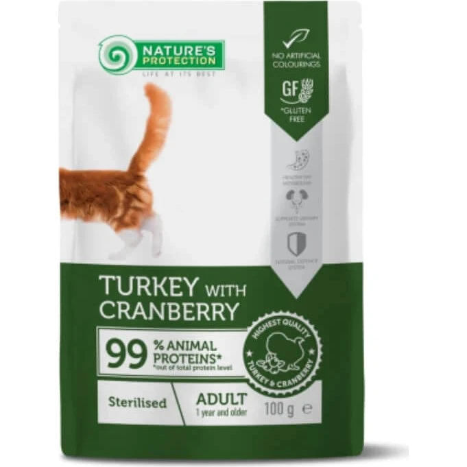 Natures Protection Sterilized Truthahn & Cranberries Nassfutter 100g
