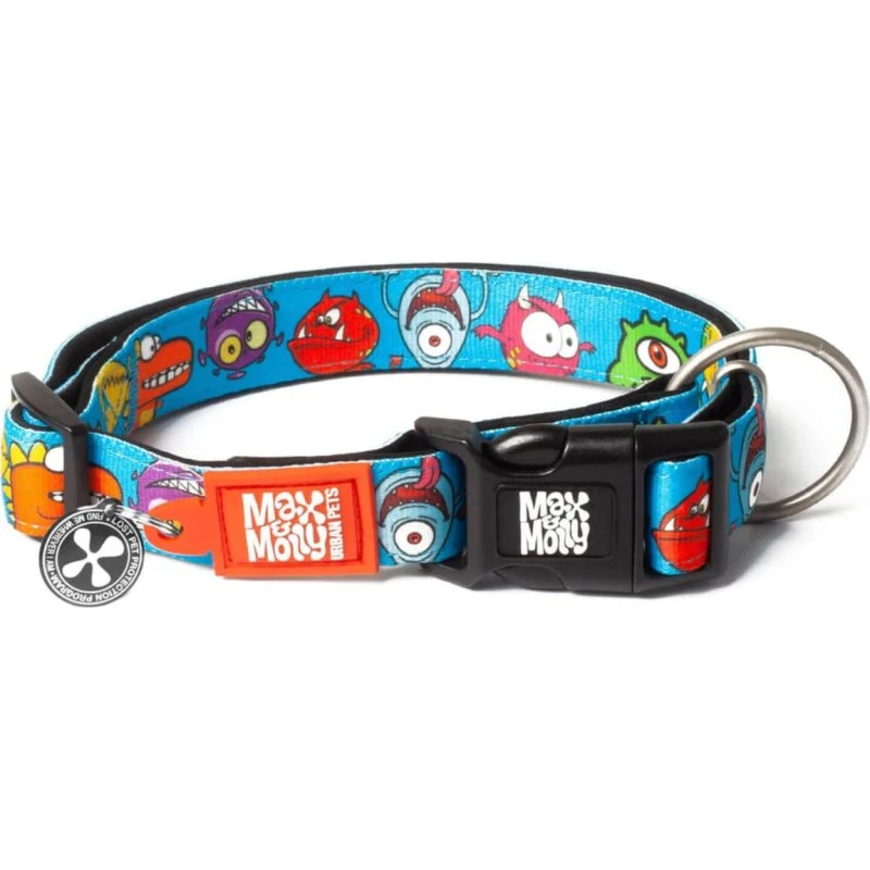 MAX & MOLLY Smart ID Little Monsters Hundehalsband, Blau, M