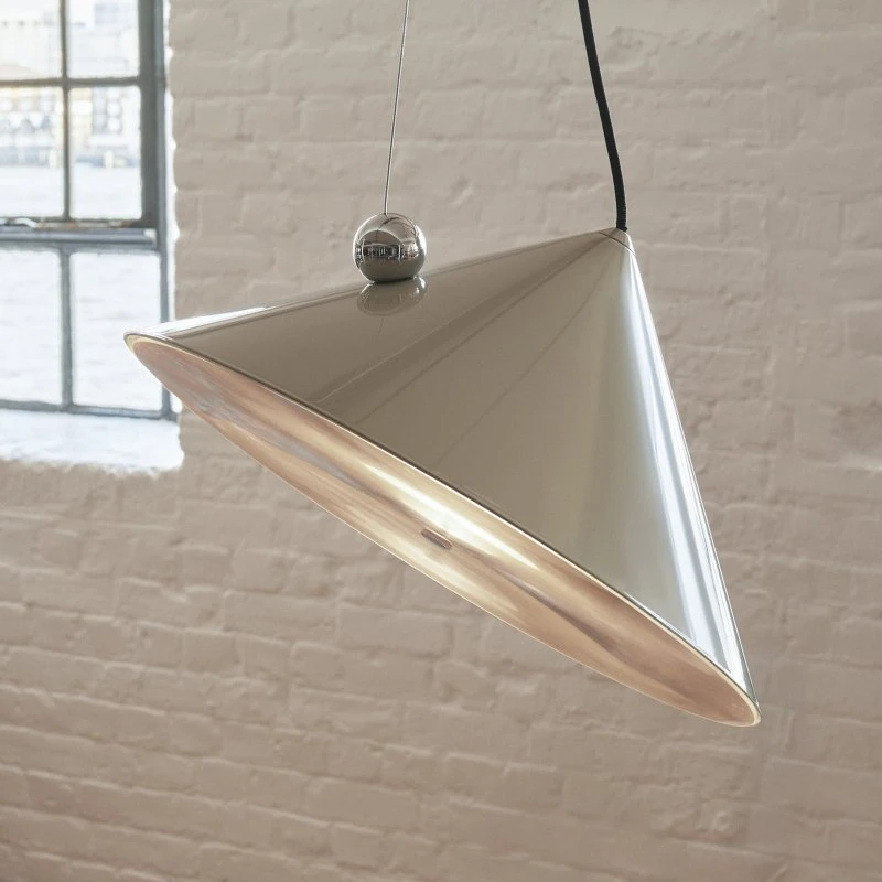 Tom Dixon LED-Hängelampe Pose, grau-beige, Ø 43 cm, Stahl