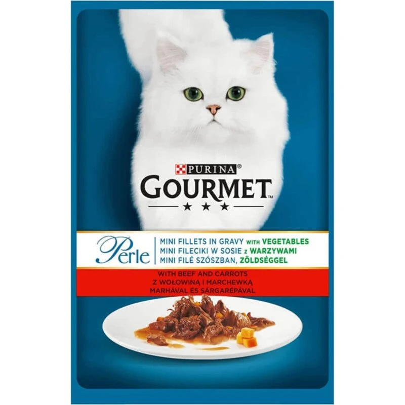 Purina Gourmet Pearls Rind, Karotten & Gemüse Nassfutter 85g