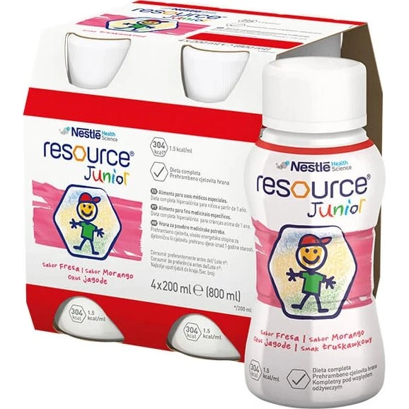 Resource Junior Nährstoffpräparat Erdbeere, 4 x 200 ml