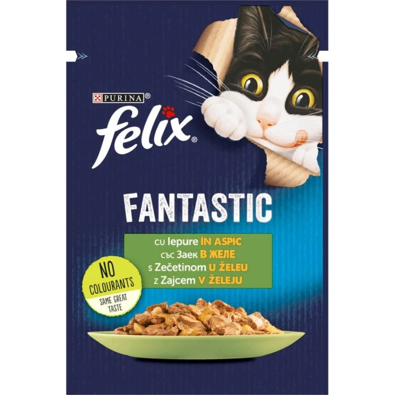 PURINA Felix Fantastic Katzen Nassfutter Kaninchen in Aspik, 85g