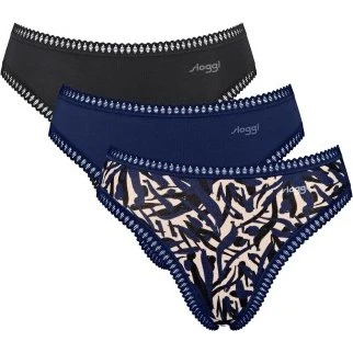 Sloggi GO Crush High Leg Briefs 3er-Pack Bio-Baumwolle, Schwarz/Blau